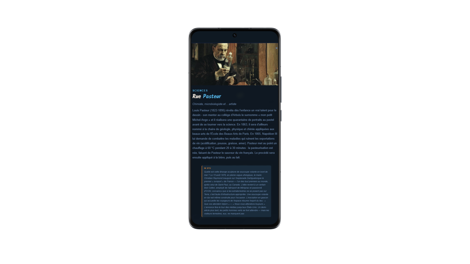 Consultation sur mobile en vous promenant dans la commune